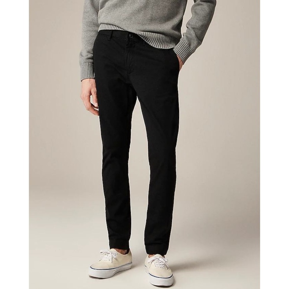 J. Crew NWT 250 Skinny Fit Pants in Stretch Chino‎ Black Men's 34 x 34